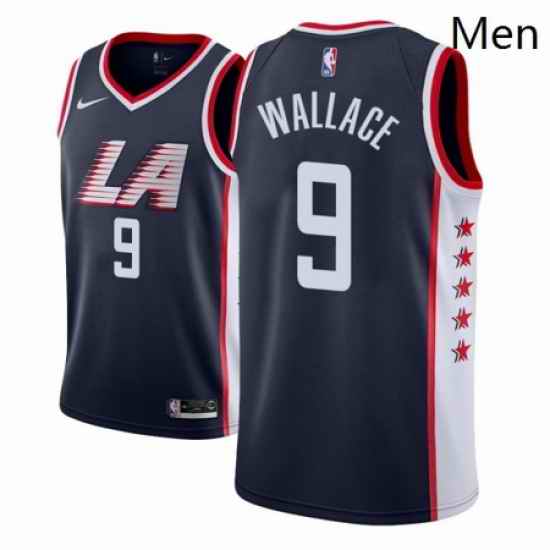Men NBA 2018 19 Los Angeles Clippers 9 Tyrone Wallace City Edition Navy Jersey